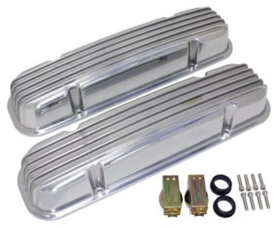 Nalstalgic Aluminum Polished Finned Valve Cover w/o Breather no Hole chevy 350