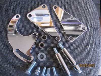 Small Block Chevy Power Steering Bracket Set 350 305 400 Long Water Pump