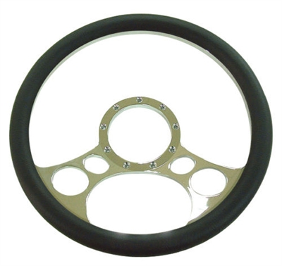 Chrome Aluminum Steering Wheel 14" circles flaming ididit billet grant specialty