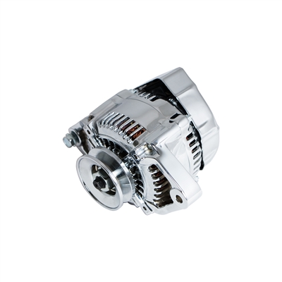 CHROME MINI ALTERNATOR DENSO STREET ROD RACE 1-WIRE 90 AMP one wire street rod