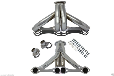 chrome steel Chevy Block Hugger Headers 305 350 400 small chevrolet