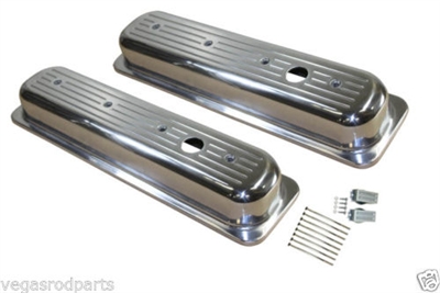 Ball Milled Small block Chevy short Center bolt Valve Cover 350 305 Chevrolet