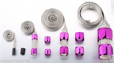 Staineless steel hose sleeving kit braided hose covering radiator purple fuel vacume