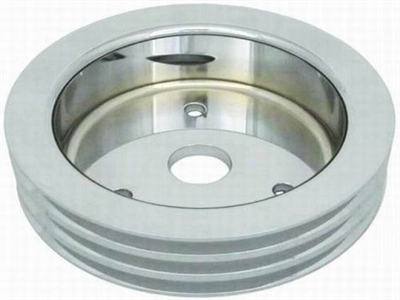 Small Block Chevy Polished Aluminum crank shaft Pulley tripple 3 groove billet l