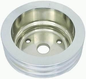 Small Block Chevy polished aluminum Crank Pulley long triple groove chevrol 3 v