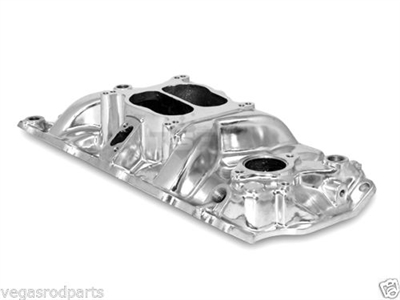Aluminum Small Block Chevy Dual Plane intake Manifold vor 350 327 400 brock polished