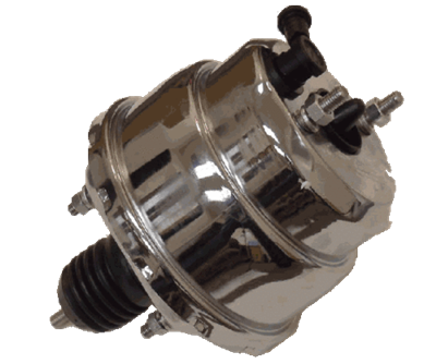 7" Universal Dual Diaphragm Steel Brake Booster - Chrome
