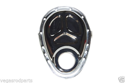 Small block chevy chevrolet timing chain cover chrome steel 327 350 305 400 5.7