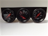 Black Steel Triple Gauge Kit Mechanical Oil Pressure Voltage Water Temperature