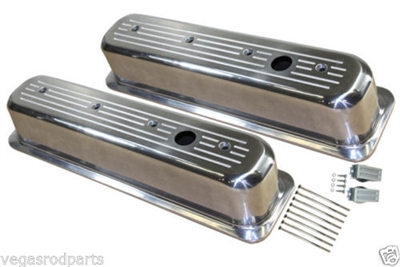 Ball Milled Small block Chevy Tall Center bolt Valve Cover 350 305 Chevrolet