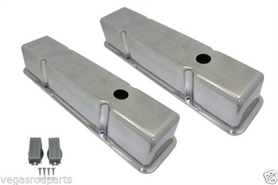 Polished Aluminum Small Block Chevy Valve Cover Set 305 350 327 400 Chevrolet