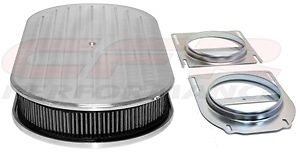 19" Dual Quad Oval polished aluminum ball milled Air Cleaner