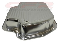 Chevy 400 extra deep sump Chrome Transmission Pan with drain plug th400
