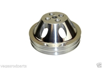 Small Block Chevy Polished Aluminum Water Pump Pulley short double groove billet