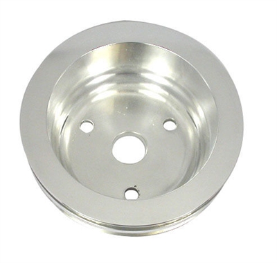 Small Block Chevy polished aluminum Crank Pulley long single groove chevrol 1 v