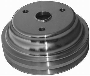 Small Block Chevy Aluminum polished Crank Pulley long double groove chevrol 2