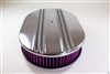 12 inch Polished Aluminum Oval Air Cleaner Half Finned nostalgia chevy ford washable