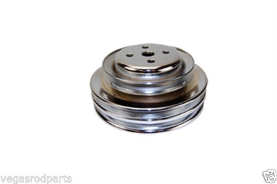 Water Pump Pulley V-Belt 3-Groove, Steel Chrome Ford 289 302 1964 -1973 smog
