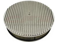 CHEVY/FORD/MOPAR 14" ROUND POLISHED ALUMINUM AIR CLEANER - RETRO FINNED recessed