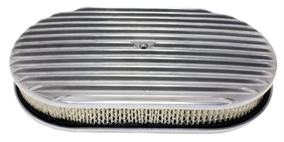 Chevy/Ford/Mopar 15" Oval Polished Aluminum Air Cleaner - Full Finned