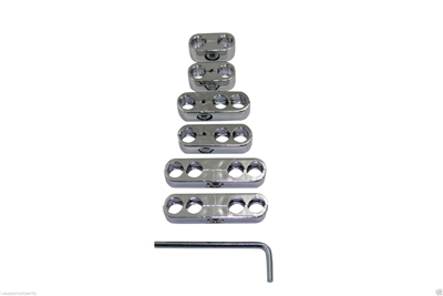 Universal Chrome Spark Plug Wire Loom / Dividers / Separator Set 8, 8.8, 9mm