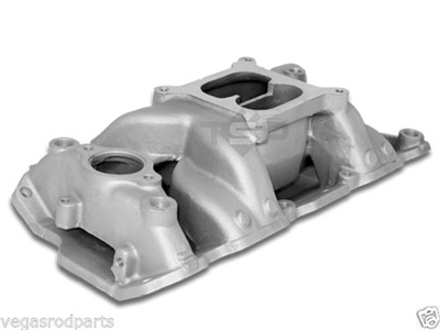 55-95 Small Block Chevy Dual Plane Aluminum Intake Air Gap Satin 305 350 383 400