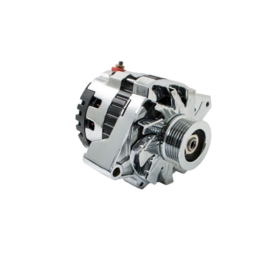 Universal GM Chevy Serpentine High Output CHROME Alternator 160 AMP 1 Wire cs130